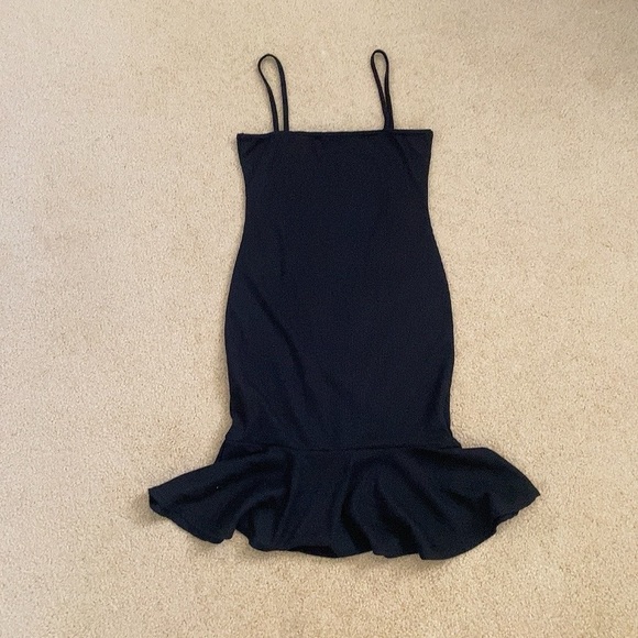 Nasty Gal Ruffle Black Knit Bodycon Dress - Picture 3 of 3